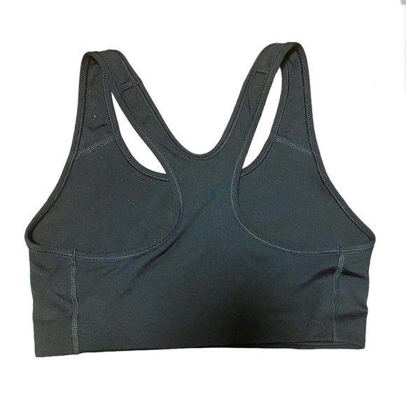 Nike Pro Sport Bra Women's Medium Support Classic Swoosh Training Top Black Logo - Picture 6 of 8